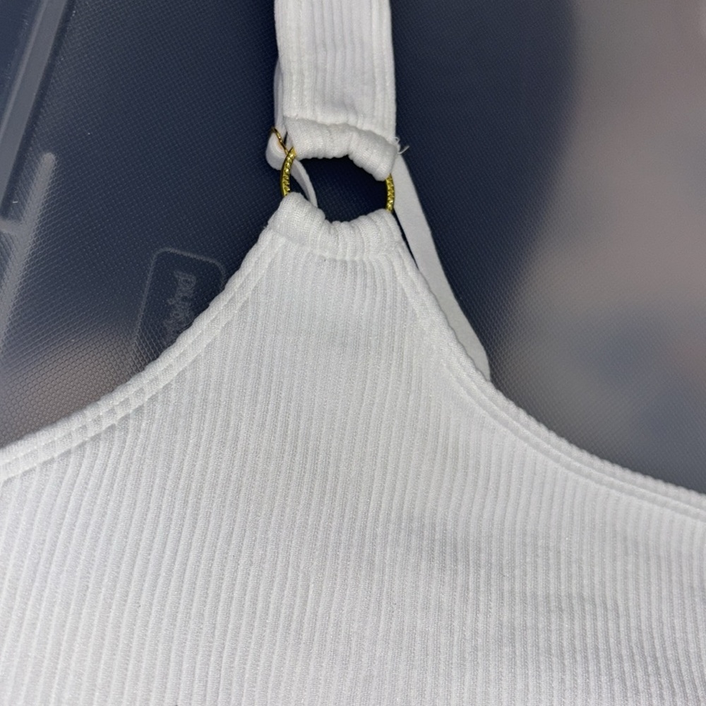 aerie ring cami bra lined ribbed white - Picture 3 of 6